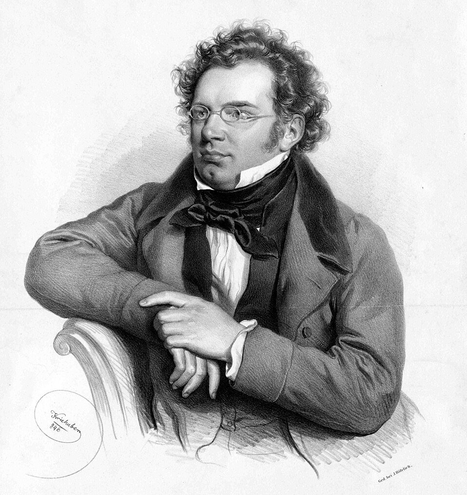 Schwarz-weiß Lithographie von Franz Schubert